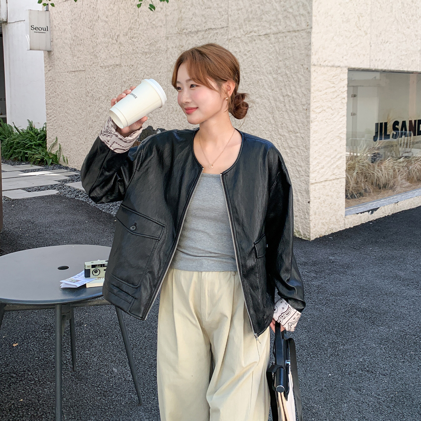 黑色美式机车风短款皮衣外套女2026春新款小个子时尚炸街PU皮夹克