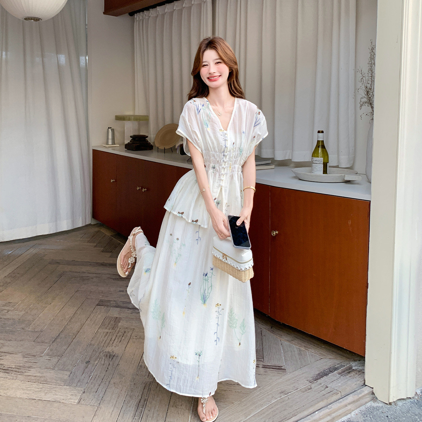 法式度假风碎花两件套女夏