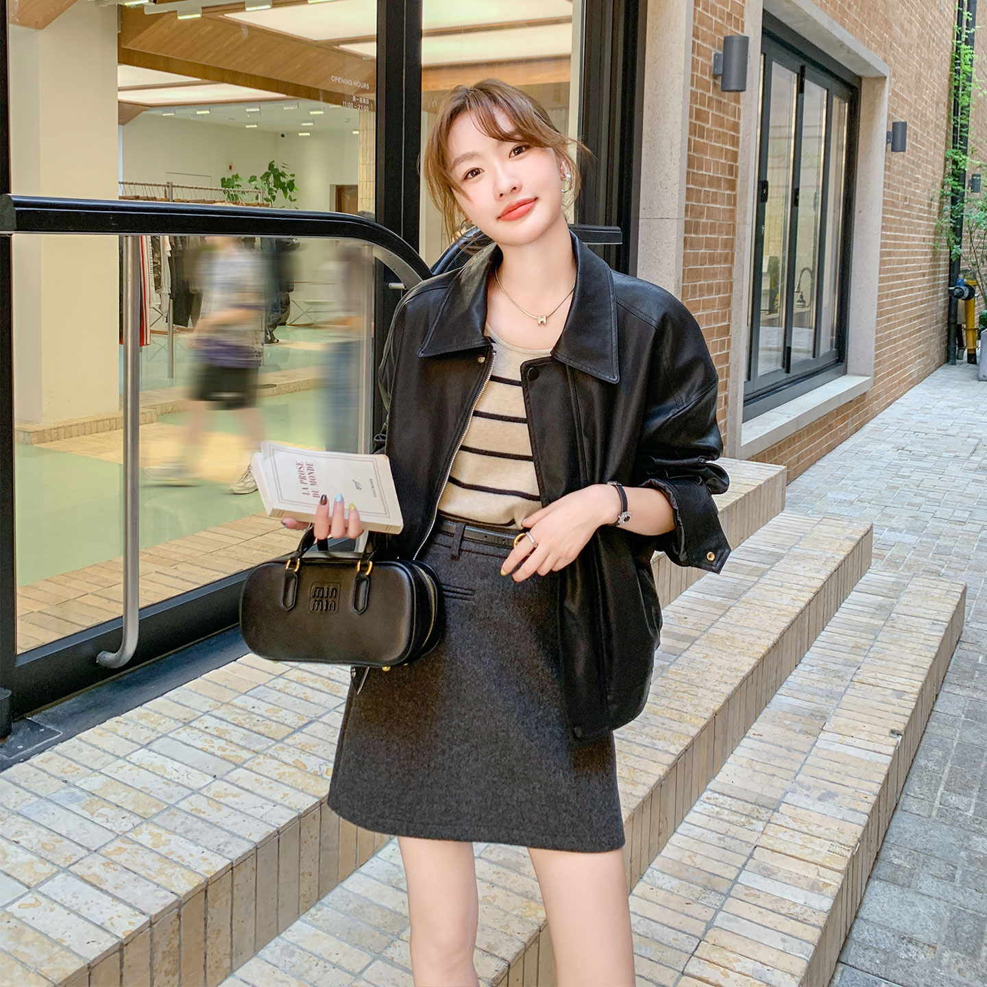 黑色美式复古休闲风翻领夹克女2026秋季新款时尚高级感PU皮衣外套