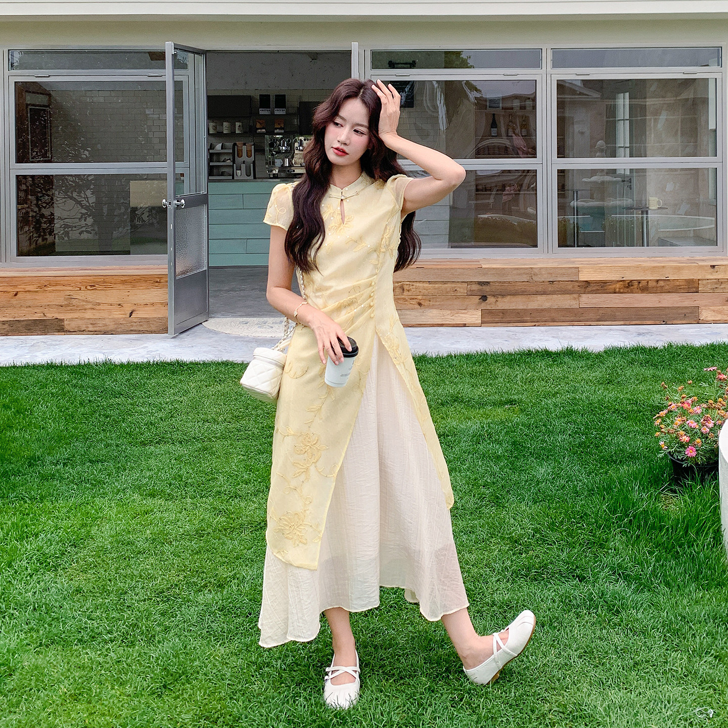 新中式绝美高级感千金风连衣裙夏日不规则拼接刺绣旗袍裙2026新款