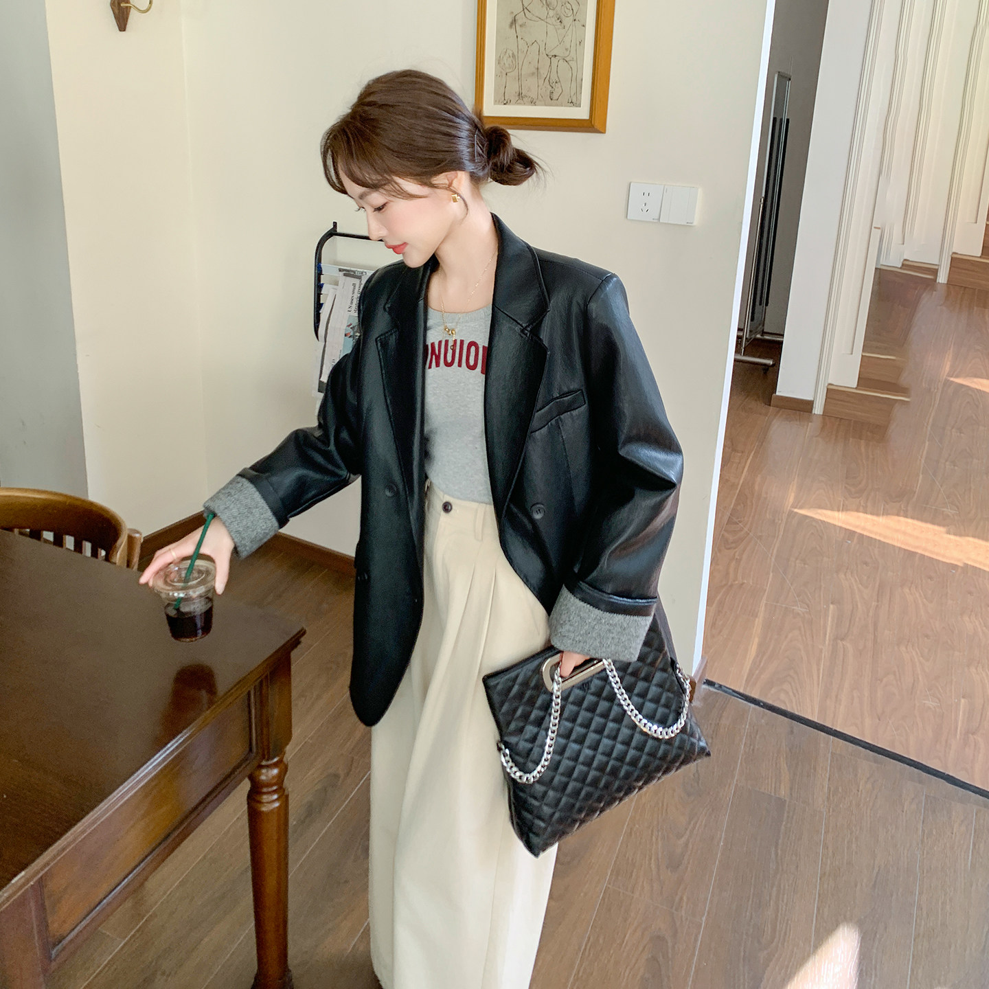 黑色超A拽姐PU皮衣外套女2026春天新款韩版时尚时髦精松弛感上衣