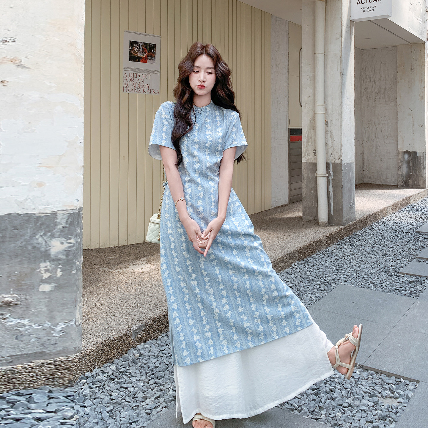 夏季印花短袖长裙两件套女宽松