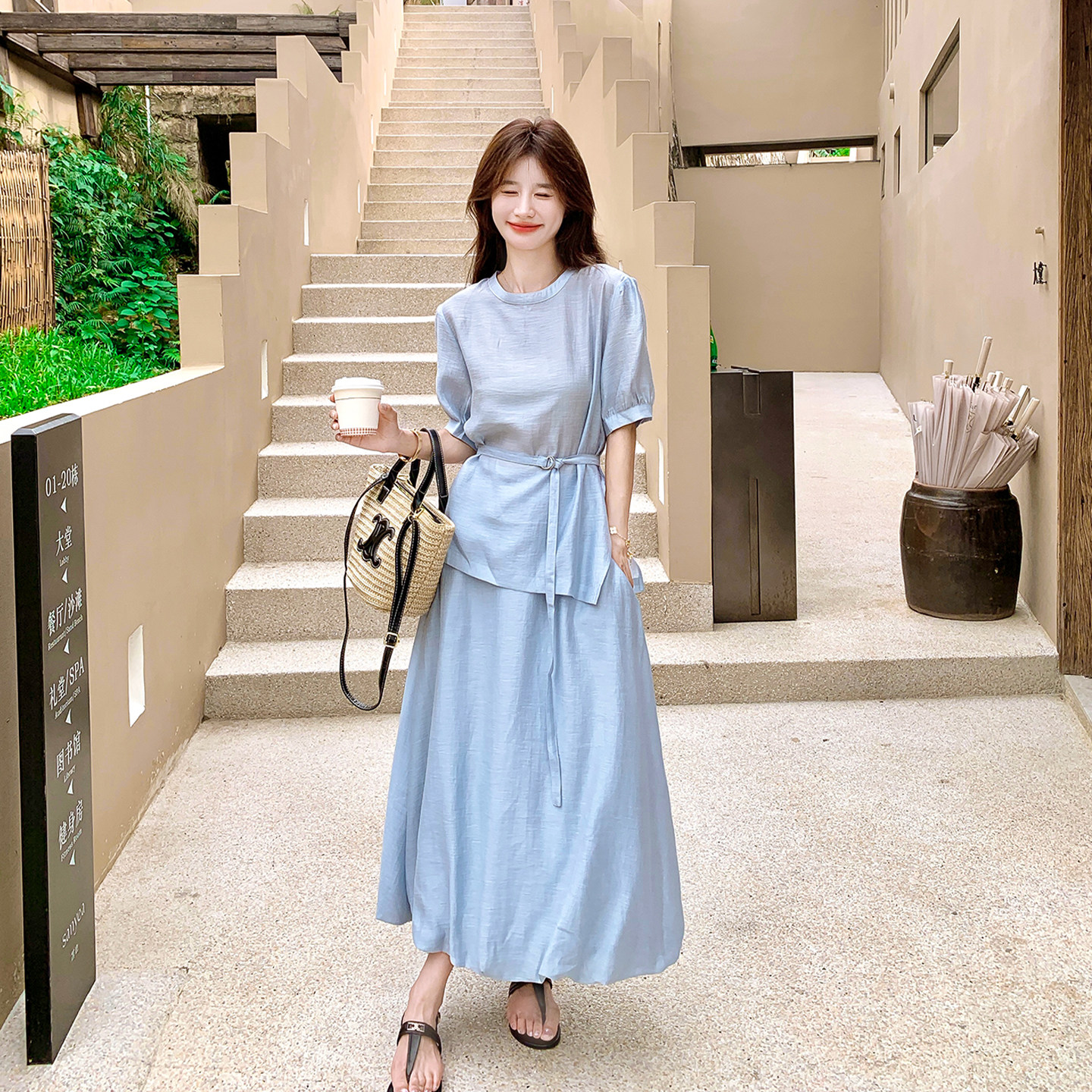 夏季气质收腰显瘦半身裙两件套