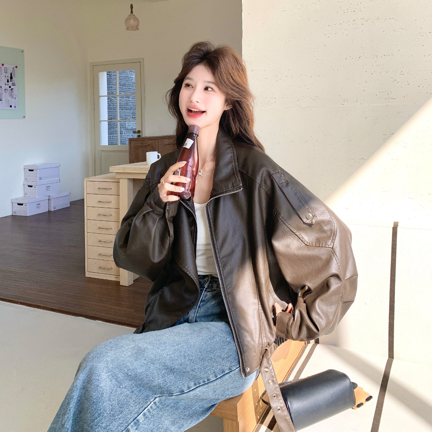 美式复古又酷又飒PU皮衣外套女2026春天新款小个子时尚高级感夹克