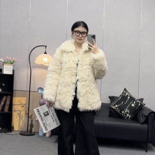 YOYO【玩童托卡】进口托斯卡纳羊毛冬日百搭皮毛一体皮草大衣外套