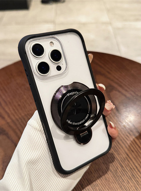 可拆卸背板适用苹果16promax手机壳液态硅胶边框16磁吸支架保护壳透明带拍照按键15全包防摔14pm男女13高级感