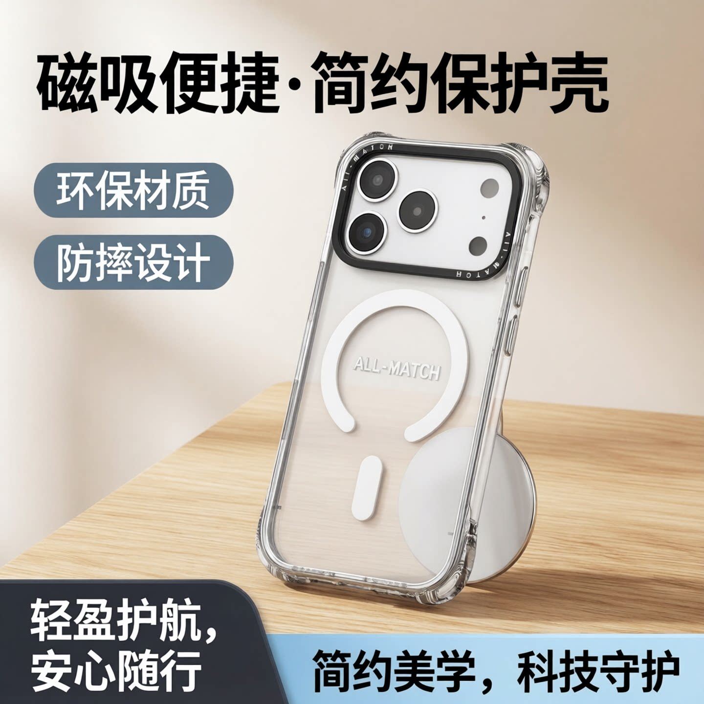 全透明不发黄变色iphone手机壳17promax透明磁吸适用苹果16pro保护壳挂绳14/13/15pm新款air男女高级全包防摔