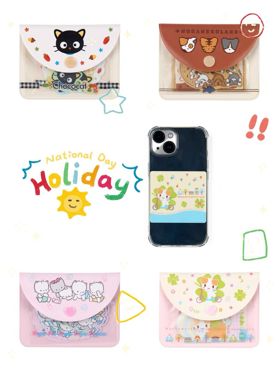 日本Sanrio现货原包装正品猫咪家族黑猫棉花糖奖励粘手机贴纸4款