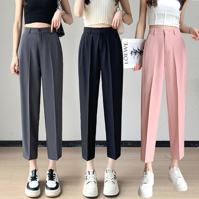 冰丝西装哈伦裤八分小个子显瘦