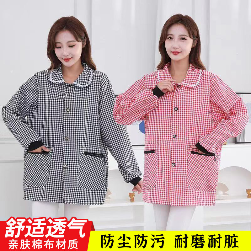 棉布小格子短款正穿衣