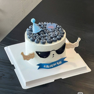 网红墨镜玩偶男神蛋糕装 年纪烘焙配件 饰摆件肌肉手臂插件正是闯