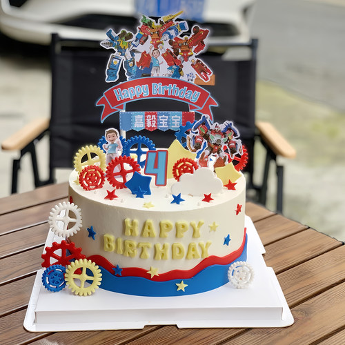 嘉宝车神机器人高达生日蛋糕装饰