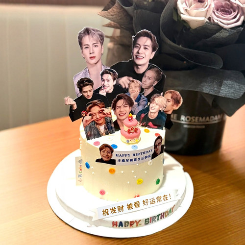 可定制偶像明星生日蛋糕装饰