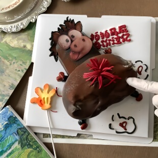 拍拍马屁身价过亿蛋糕装饰插件糯米纸马头装饰马年小马拍马屁蛋糕