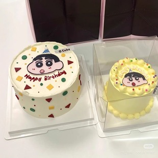 卡通动画蜡笔小新生日蛋糕装 饰 饰卡片二次元 手绘生日帽小新烘焙装