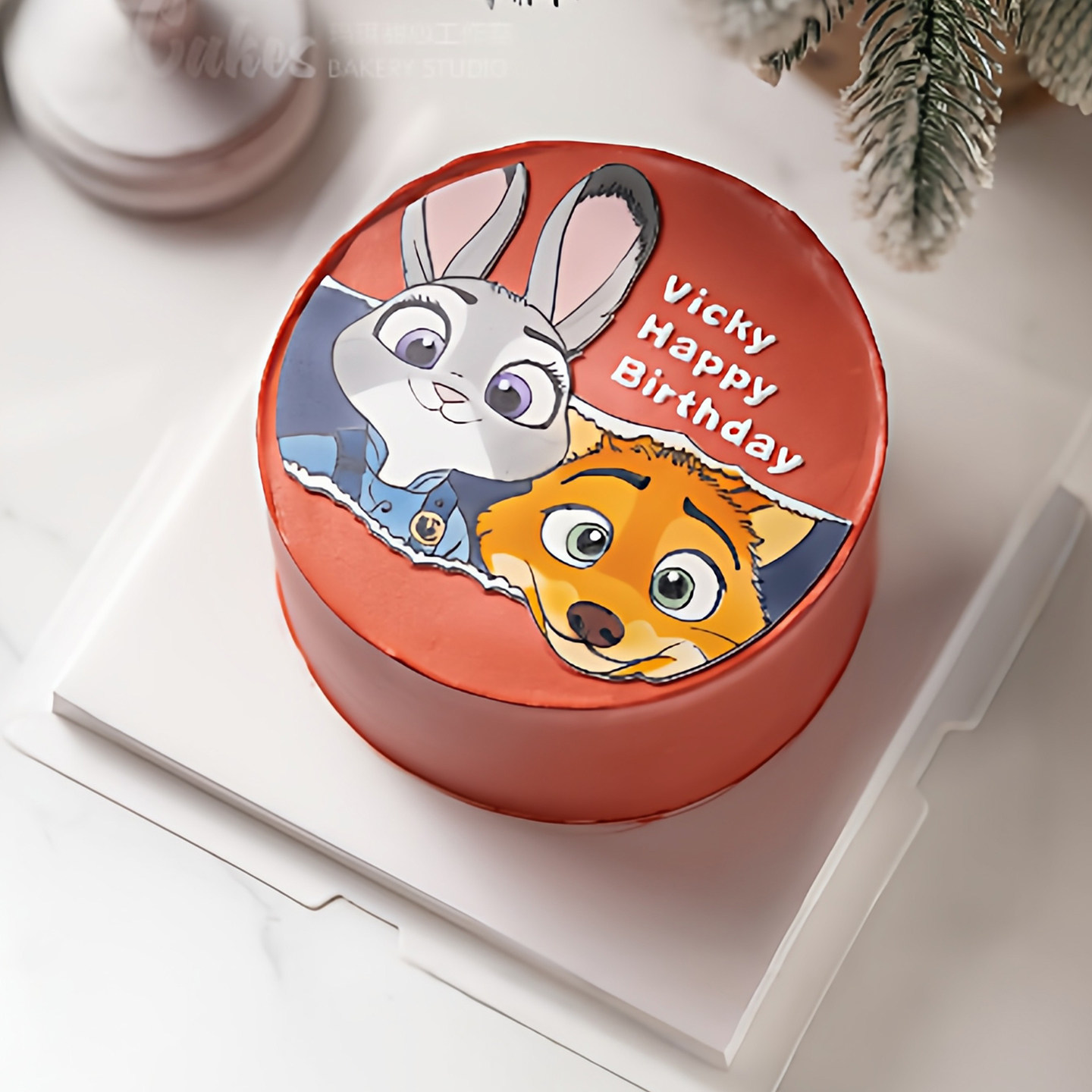 疯狂动物城兔子狐狸头像生日蛋糕装饰摆件警官朱迪尼克糯米纸装饰