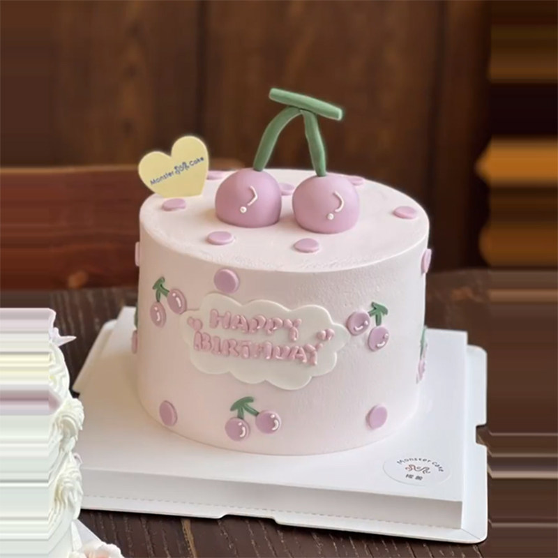 软陶樱桃生日蛋糕装饰摆件