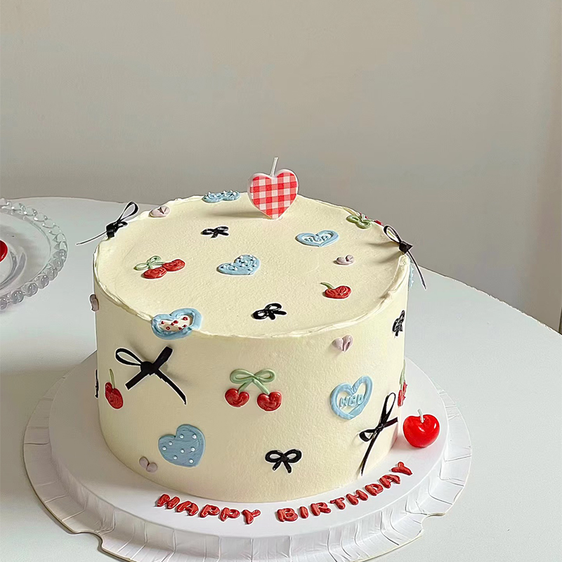 小清新简约可爱女孩生日蛋糕装饰
