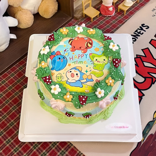网红洛克王国儿童生日蛋糕装饰