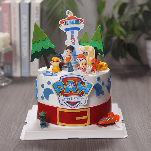 可爱动漫狗狗生日蛋糕装饰摆件