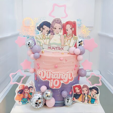 猎魔女团生日蛋糕装饰插件KPOP女孩子公主生日派对烘焙装饰品插牌