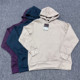 外贸秋冬户外大版 宽松套头卫衣纯色简约条纹加绒外套hoodie潮帽衫