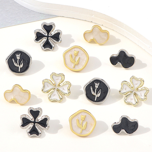 金属高端金属个性异形小香风雪纺衬衣短袖针织开衫衬衫装饰纽扣子