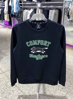 Skechers斯凯奇男女情侣新款运动保暖加绒圆领套头卫衣FHL423U059