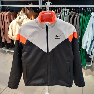 PUMA彪马新款男子双面穿保暖羊羔绒立领夹克外套 530028-01-11-51