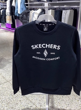 斯凯奇男女情侣新款加绒运动休闲圆领套头卫衣FHL323U174-323U075