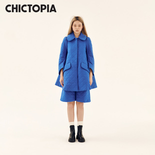 CHICTOPIA刘清扬原创设计师品牌宝蓝色压棉娃娃外套棉服