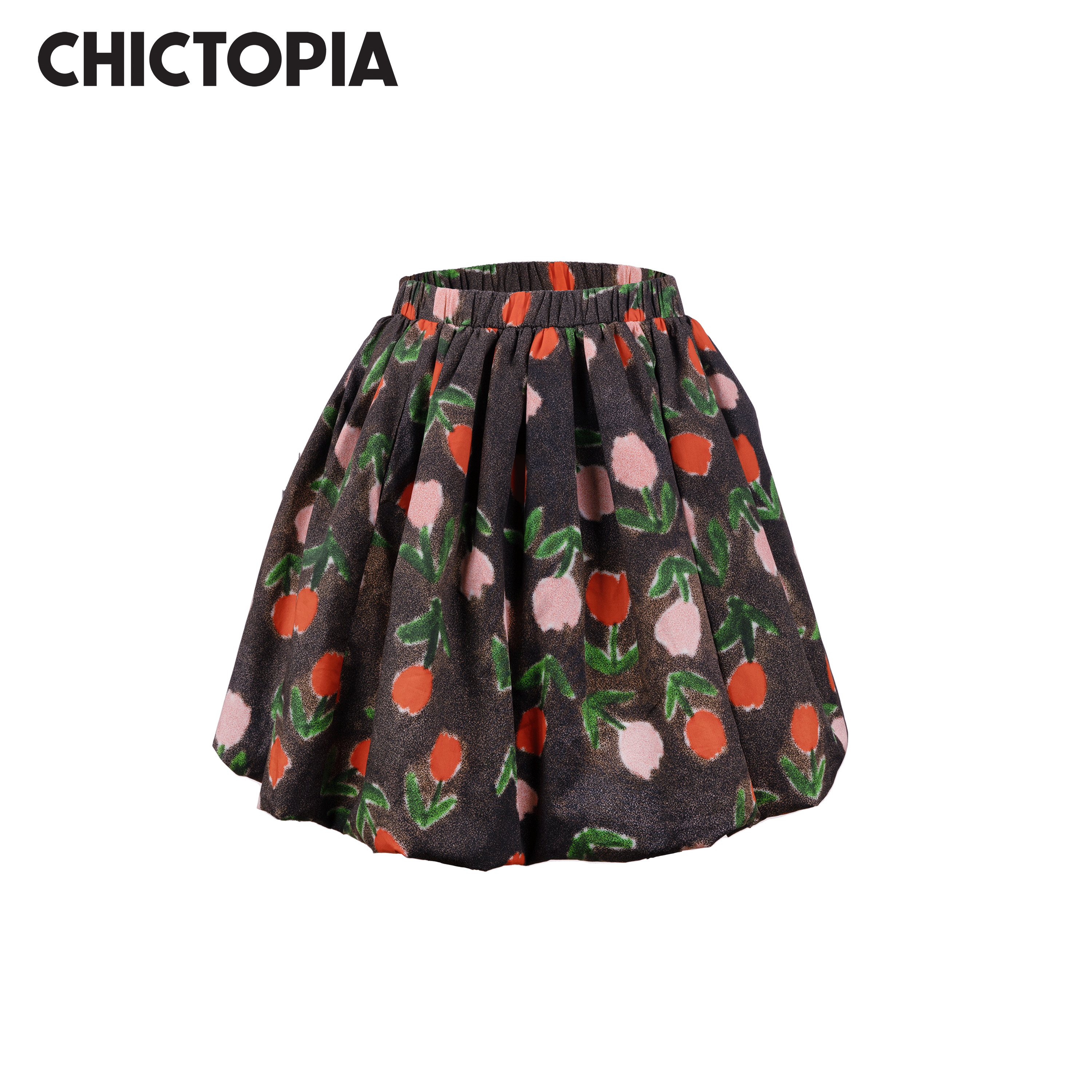 CHICTOPIA刘清扬原创设计25春夏新品郁金香印花蓬蓬裙半身裙短裙