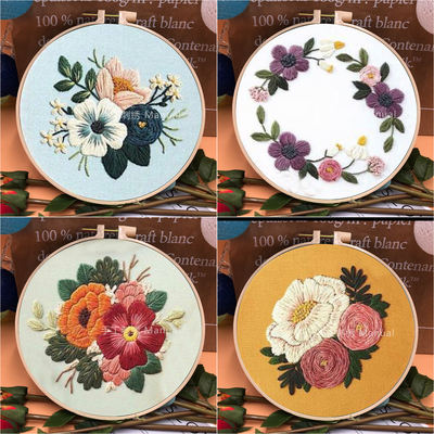 初学者刺绣手工diy简单自绣材料包新手入门刺绣新品清新植物花卉