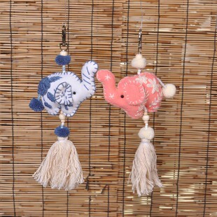 泰国手工缝制大象包挂刺绣布艺挂饰小象钥匙扣礼品版纳旅游纪念品