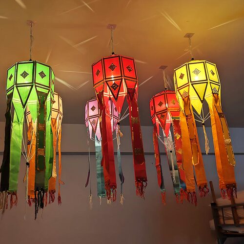 布灯笼方形夜景漂亮灯笼