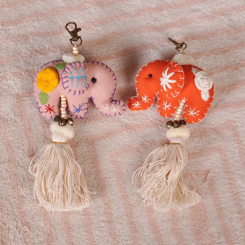 泰国大象包挂刺绣布艺挂饰小象钥匙扣东南亚礼品版纳旅游纪念品