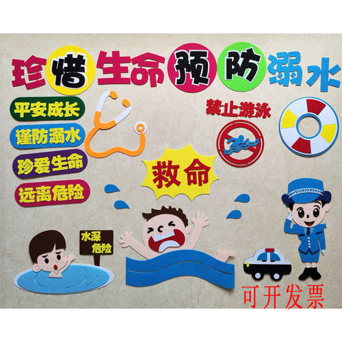 中小学安全教育防溺水幼儿园贴画