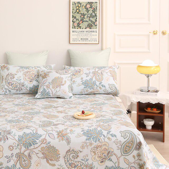 外贸出口英国尾单60支加密长绒棉1.8米床笠床垫枕套三件套