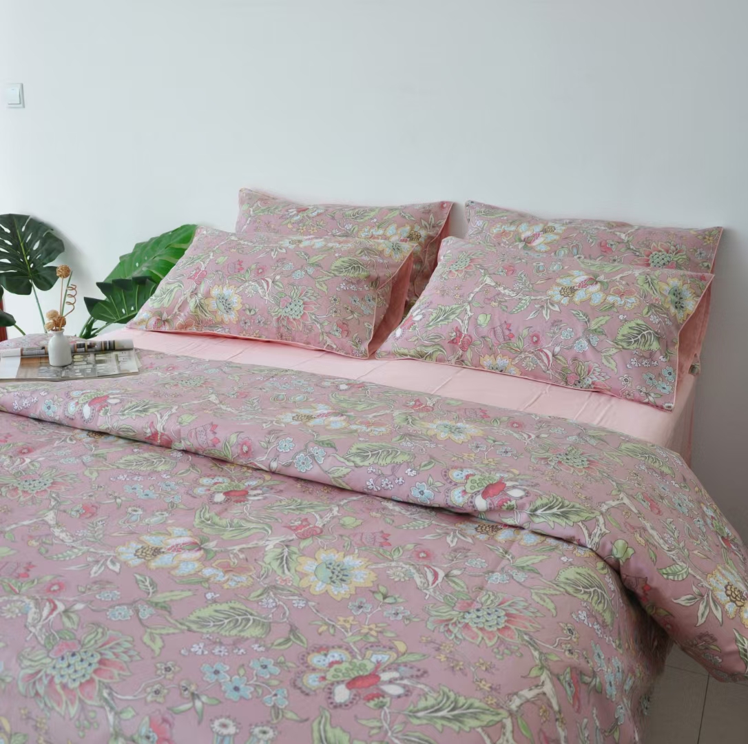 外贸出口劳拉尾单英国60支贡缎长绒棉被套床单枕套三件套四件套