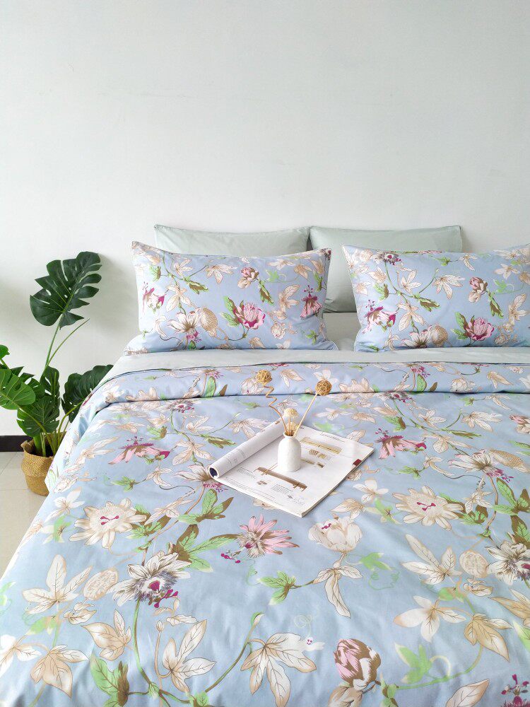 外贸出口英国劳.拉60支贡缎长绒棉法式新花色四件套床单款床品