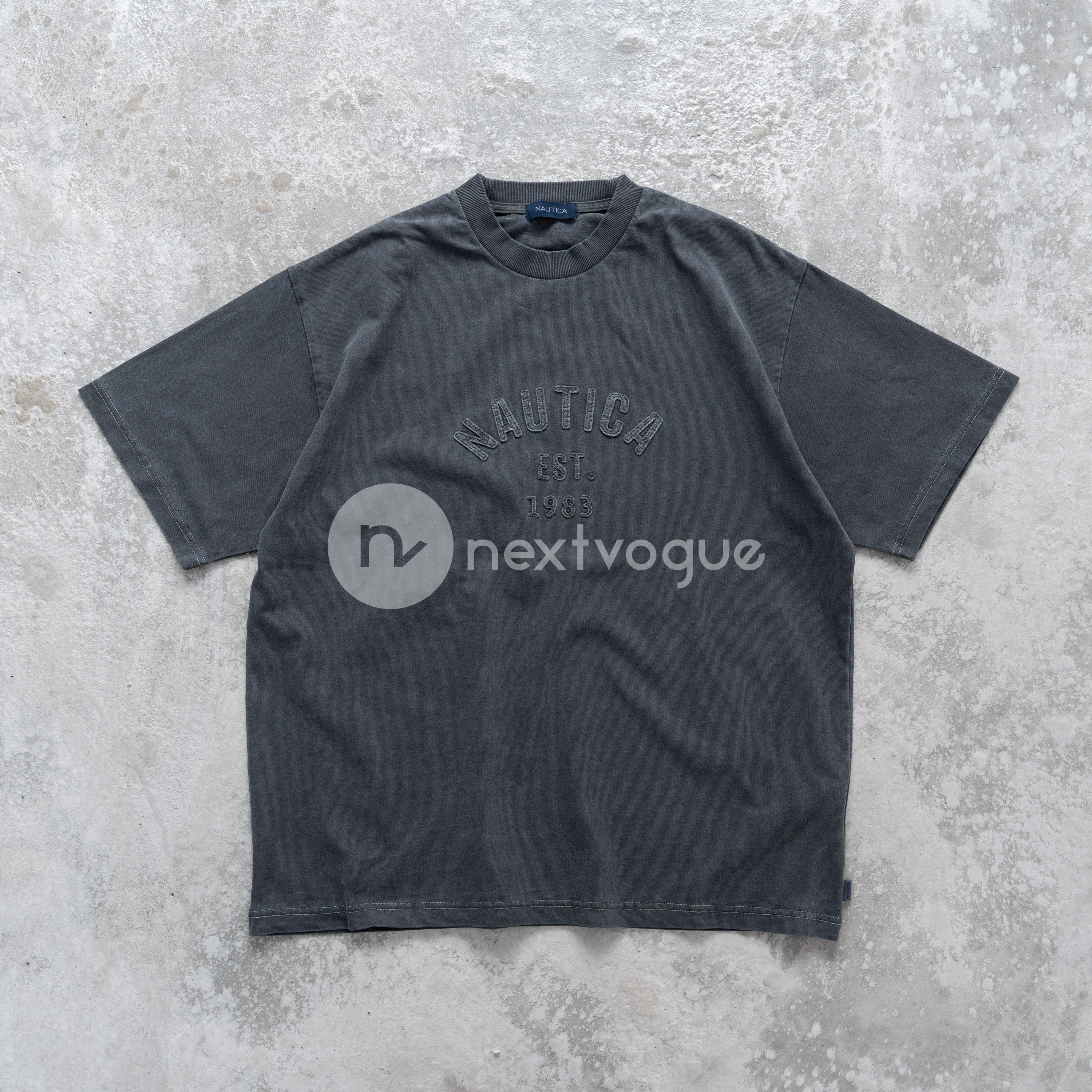 【NextVogue】NAUTICA Pigment Dyed Felt Patch水洗做旧短袖T恤-封面