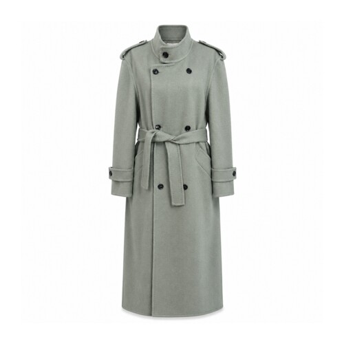 弓之余音秋冬新款进口骆马绒羊毛立领毛呢大衣气质长款风衣外套