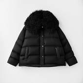 宁夏滩羔羊毛领90白鹅绒宽松显瘦中长款 弓ECHO 羽绒服