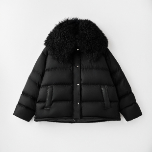 羽绒服 宁夏滩羔羊毛领90白鹅绒宽松显瘦中长款 弓ECHO