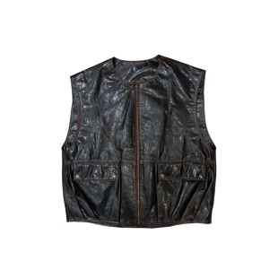 风真皮马甲 高定进口油蜡山羊皮欧美复古做旧酷飒工装 弓ECHO