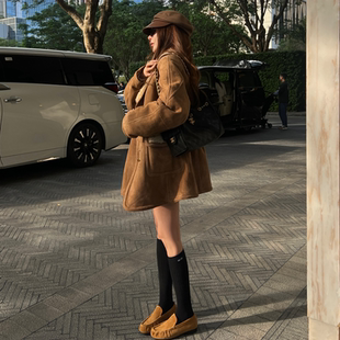 内蒙古绵羊皮毛一体绒面慵懒中长款 北境暖曦 外套女 弓ECHO