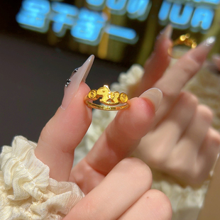 奥特莱斯折扣店撤柜清仓18K金小马铜钱戒指 outlets女配饰