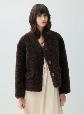 VIVIDINI 秋冬V领羊毛女士外套