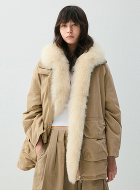 VIVIDINI中长款冬季狐狸毛羽绒服外套