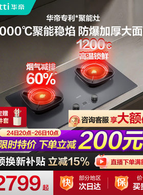 【推荐搭配S66P】华帝燃气灶鸳鸯灶聚能家用双灶台天然气猛火515S